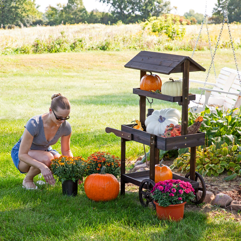 Sunnydaze Country Market Flower Cart Display Stand - 49.25” H