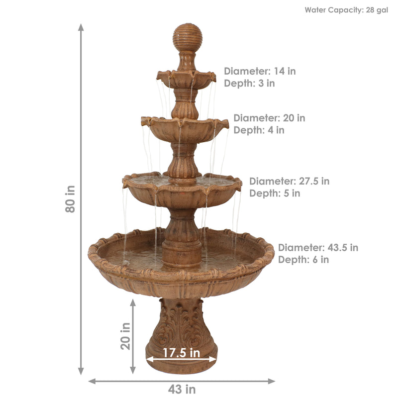 Sunnydaze Large Tiered Ball Outdoor Fountain - 80" H