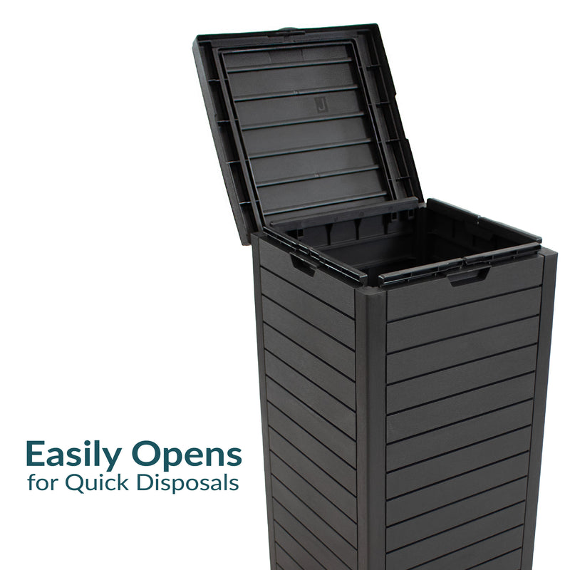 Sunnydaze Patio Trash Can with Lid