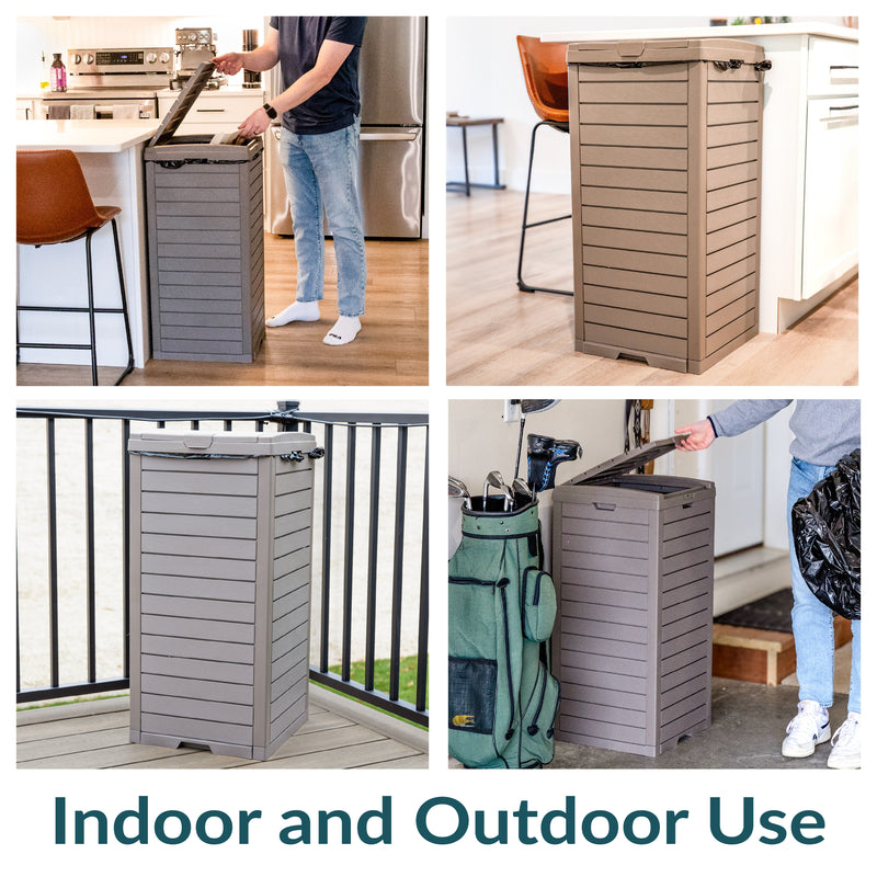 Sunnydaze Patio Trash Can with Lid