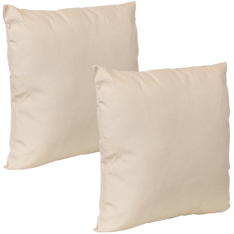Sunnydaze 2 Square Outdoor Throw Pillow Covers - 17-Inch - Beige