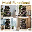 Sunnydaze 6-Tier Stone Falls Indoor Tabletop Fountain with LED Light - 15"