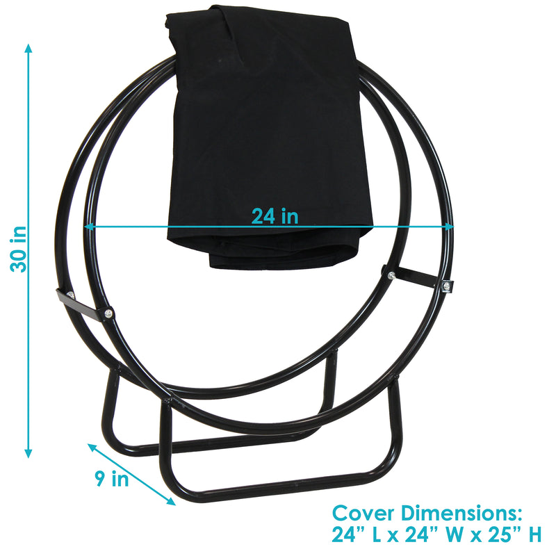 Sunnydaze Firewood Log Hoop Rack with Cover