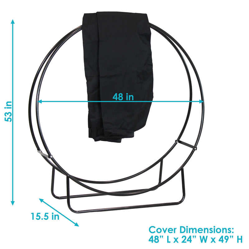 Sunnydaze Firewood Log Hoop Rack with Cover