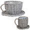 2 Wicker Rattan Coffee Cup Planters