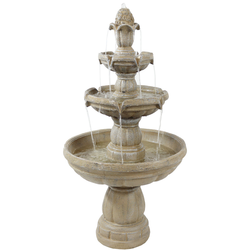 Sunnydaze 3-Tier Outdoor Water Fountain with Pump - 48" H