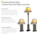 Sunnydaze Timeless Abode Slate 3-Piece Floor and Table Lamp Set