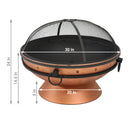 Sunnydaze 30" Royal Cauldron Fire Pit with Spark Screen and Poker