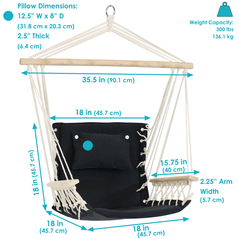 Sunnydaze Outdoor Polycotton Hammock Chair with Armrests - Storm