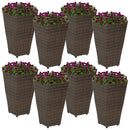 Sunnydaze Polyrattan Square Tall Wicker Planter