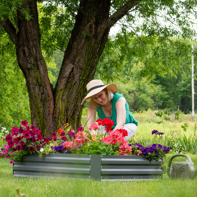 Sunnydaze Galvanized Steel Raised Garden Bed