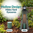 Sunnydaze Cobblestone 35" Outdoor Solar Lighthouse Lamp - LED Beacon