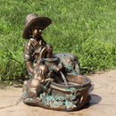 Sunnydaze Boy with Dog Solar with Backup Battery Fountain - 15.5"