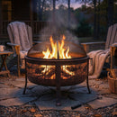 Sunnydaze Northwoods Fishing Fire Pit with Spark Screen - 30" Diameter