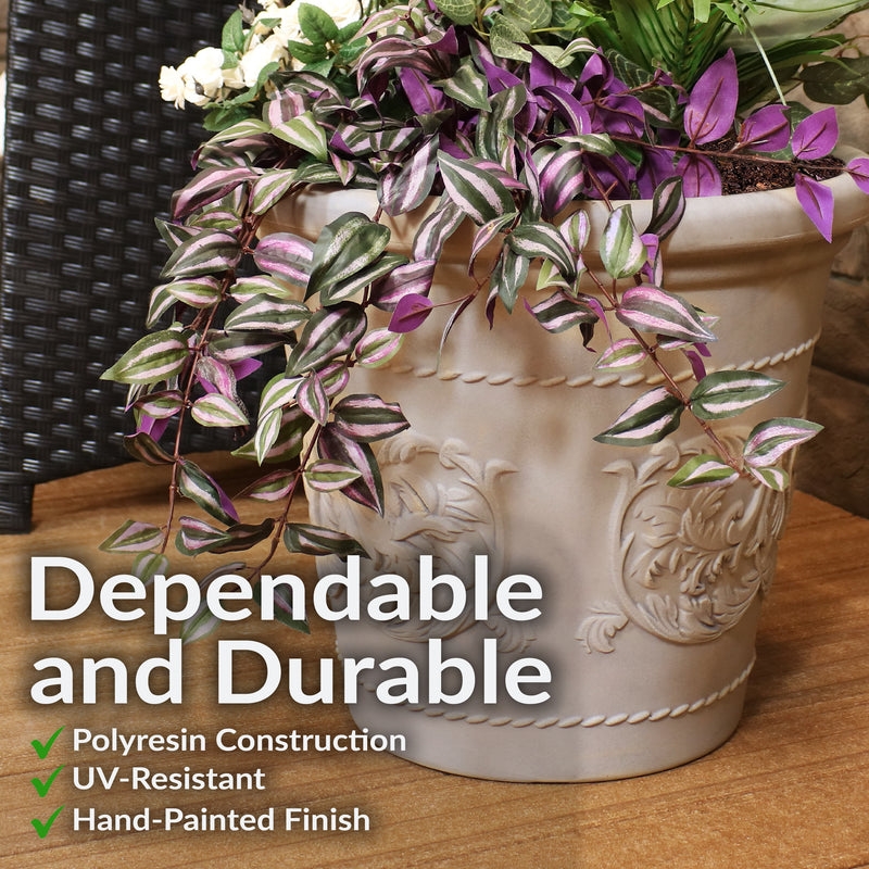 Sunnydaze Arabella Polyresin Outdoor Flowerpot Planter