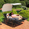 Sunnydaze Chaise Rocking Lounge Chair with Canopy and Pillows - Black