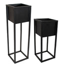 Sunnydaze Modern Simplicity Metal Planter Boxes with Legs - 19.75" H and 27" H