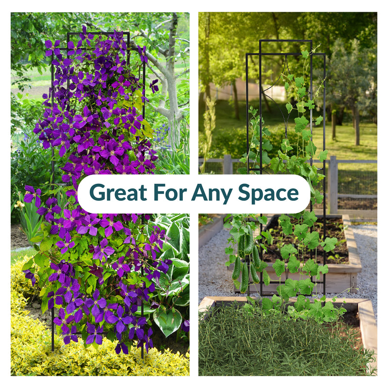 garden trellis for climbing plants Sunnydaze Chic Diamonds Design Steel Garden Plant Trellis 48In. Set of 2