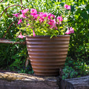 Sunnydaze Polyresin Ribbed Outdoor Plant Pot - Rust