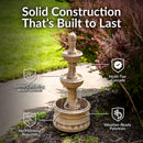 Sunnydaze Cyprus 3-Tier Polyresin Outdoor Water Fountain - 39" H