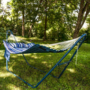 Sunnydaze Double Hammock with Pillow and Curved Metal Spreader Bars