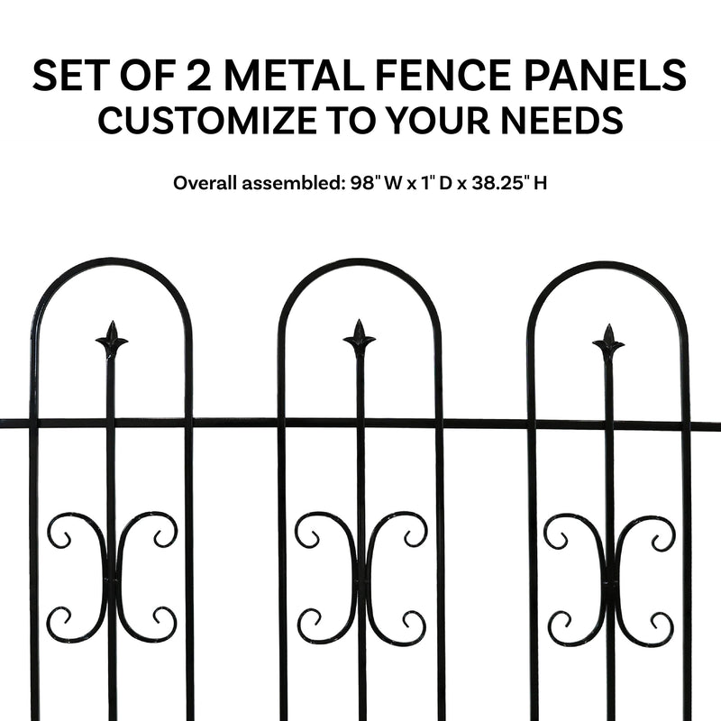 Sunnydaze 2-Piece Decorative Finial Border Fence - 8' Overall