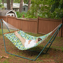 Sunnydaze 2-Person Fabric Spreader Bar Hammock and Pillow