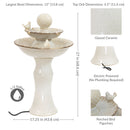 Sunnydaze 2-Tier Ceramic Outdoor Water Fountain 27" - Resting Birds