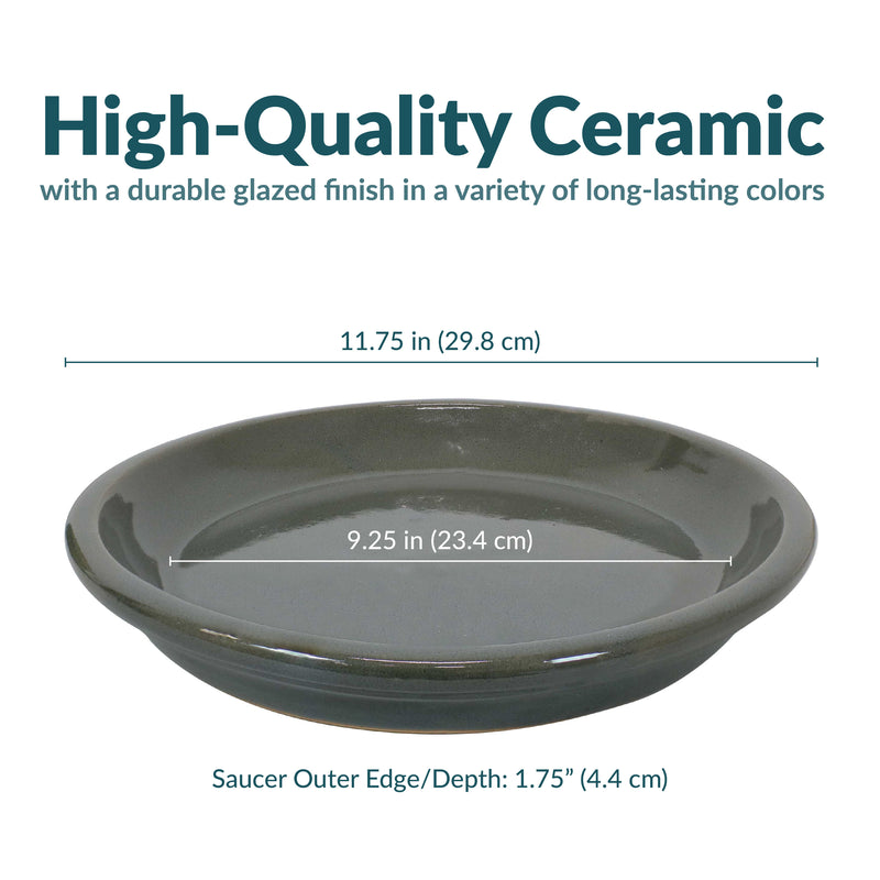 planter saucer set Sunnydaze Set of 4 Glazed Ceramic Planter Saucers - Gray