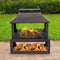 Sunnydaze Bronze Steel Outdoor Fireplace with Log Storage - 35" H