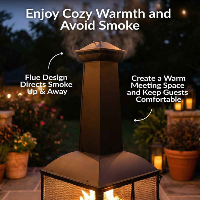Sunnydaze Wood-Burning Steel Chiminea Outdoor Fireplace - 57