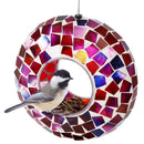 Sunnydaze Crimson Mosaic Fly-Through Hanging Outdoor Bird Feeder - 7-Inch
