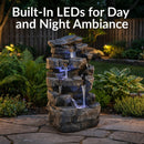 Sunnydaze Grotto Falls Water Fountain with LED Lights - 24"