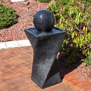 Sunnydaze Black Ball Solar Water Fountain with Battery Backup - 32" H