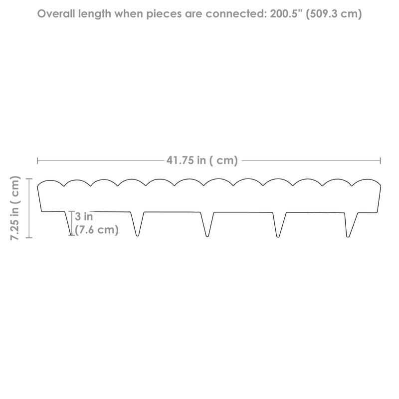 Sunnydaze Scalloped Metal Landscape Edging - Set of 5 - 41.75" Sections