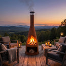 Sunnydaze 70" H Steel Outdoor Chiminea Fire Pit with Built-In Log Holder