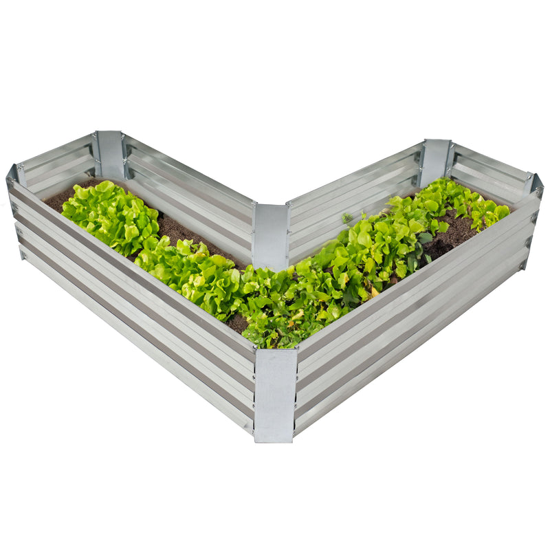 Sunnydaze Galvanized Steel L-Shaped Raised Garden Bed