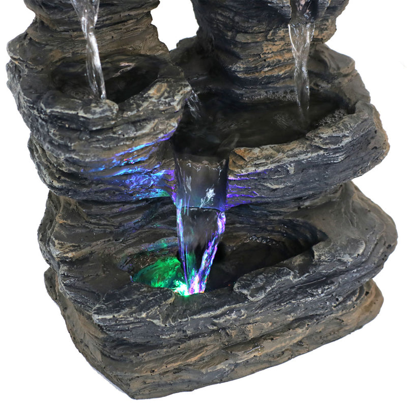 Sunnydaze Five Stream Rock Cavern Indoor Tabletop Water Fountain with LED Lights - 13"