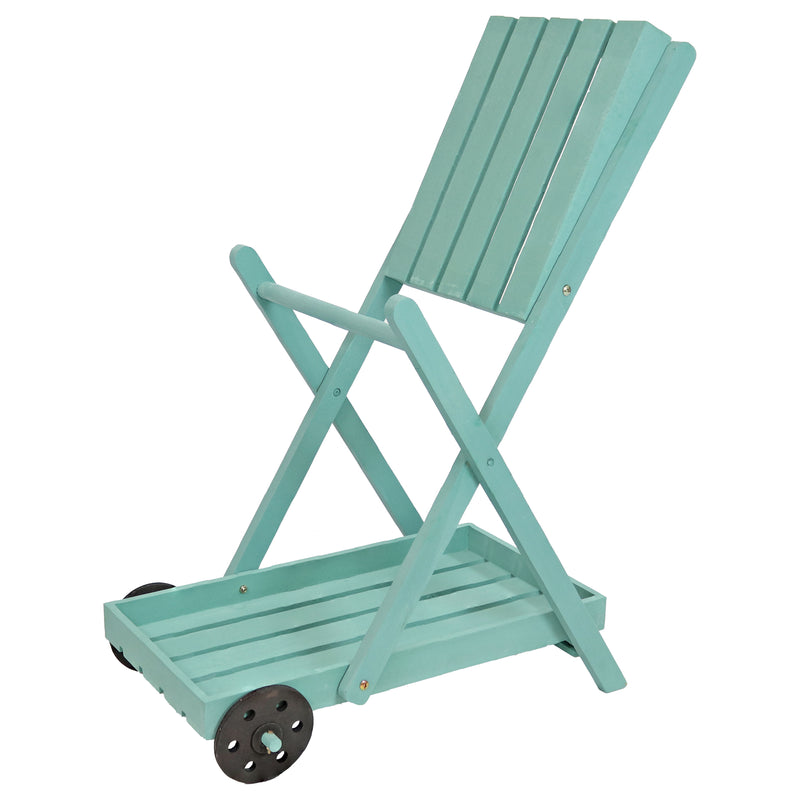 Sunnydaze 2-Tiered Flower Garden Cart - 34” H - Robin Egg Blue