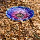 Sunnydaze Deck-Mounted/Staked Glass Bird Bath