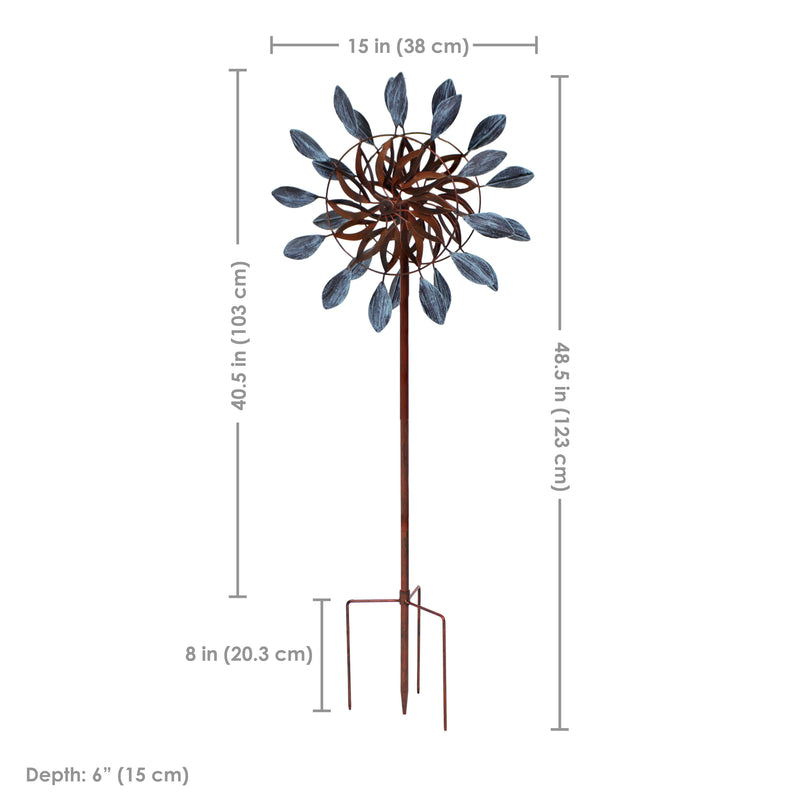 Sunnydaze Whirling Petals Metal Garden Wind Spinner - 48" H