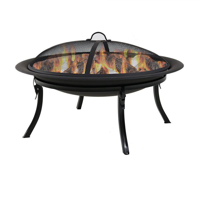 Sunnydaze 29 Inch Portable Folding Fire Pit with Carrying Case and Spark Screen