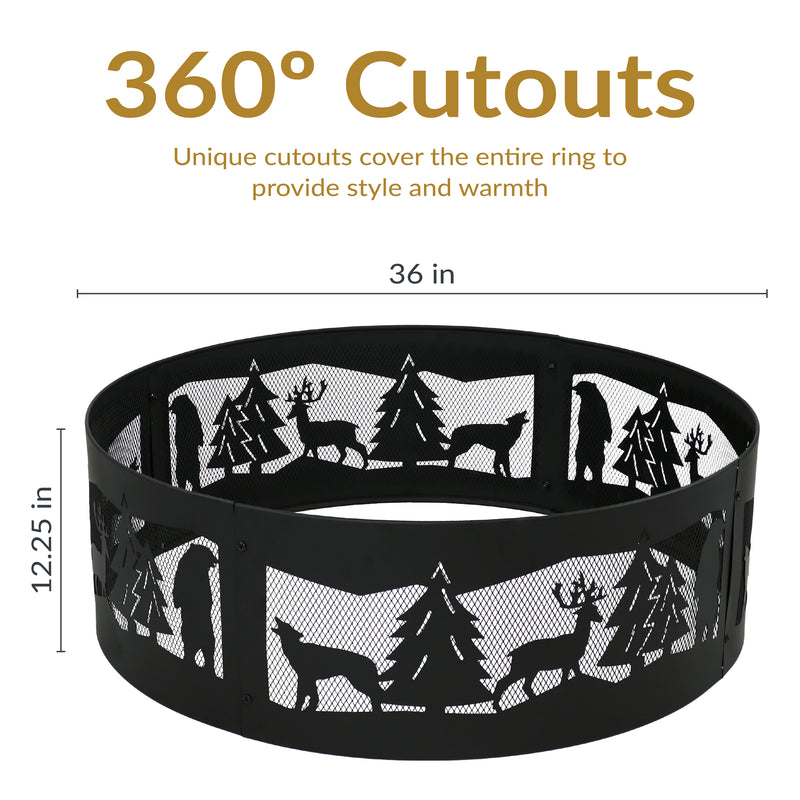 Sunnydaze Portable 36" Outdoor Fire Pit Ring with 360-Degree Cutouts