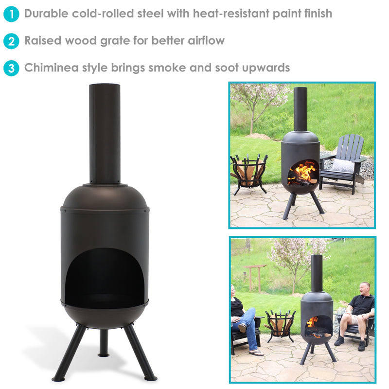 Sunnydaze 5' Outdoor Fire Pit Chiminea - Black