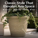 Sunnydaze Arabella Polyresin Large Round Outdoor Planter