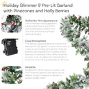 Sunnydaze 9' Pre-Lit Artificial Christmas Garland with Timer