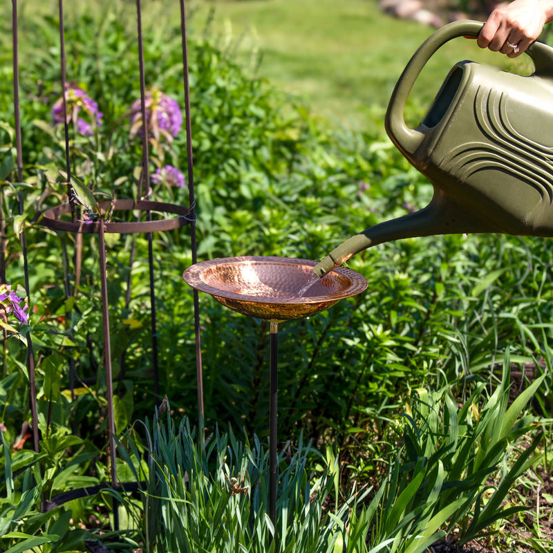 Sunnydaze Standing Hand-Hammered Copper Bird Bath or Bird Feeder