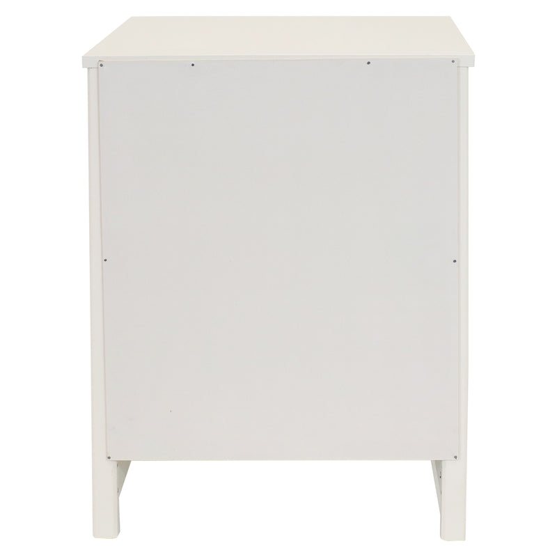 Sunnydaze Beadboard Nightstand Side Table with Drawer and Cabinet - White