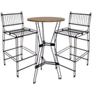 Sunnydaze 3-Piece Wire Bar Table and Chairs Set with Faux Woodgrain Top