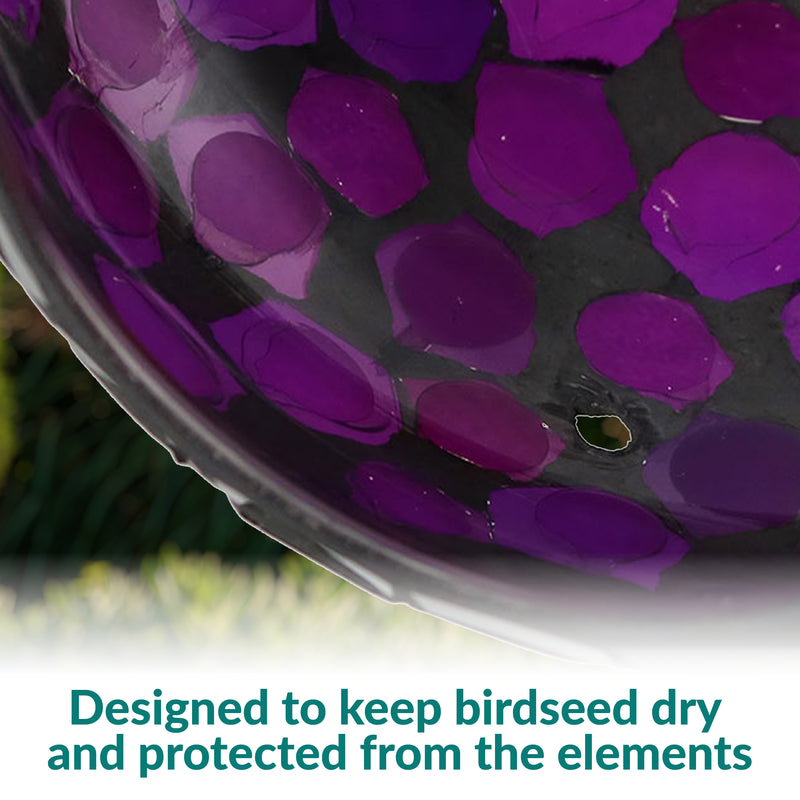 Sunnydaze Round Mosaic Glass Hanging Bird Feeder - 6"